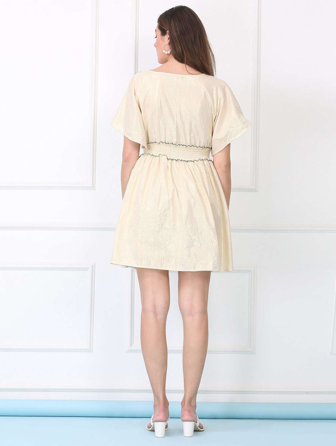 majestic by baani women fit and flare beige above knee length dress - 22148110 -  Standard Image - 3