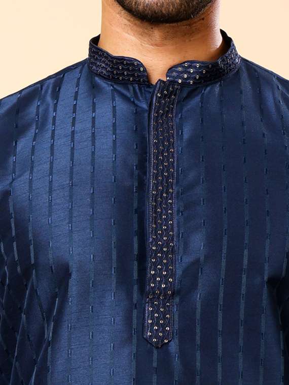 men self design long sleeve kurta with trousers ethnic wear set - 22148128 -  Standard Image - 5