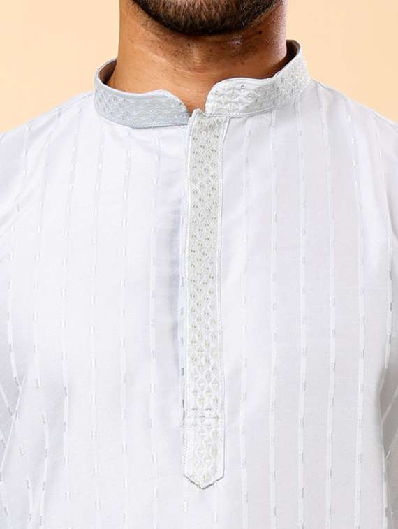 men self design long sleeve kurta with trousers ethnic wear set - 22148130 -  Standard Image - 5