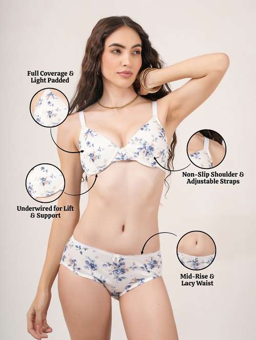 women printed bra and panty set - 22148132 - Standard Image - 0