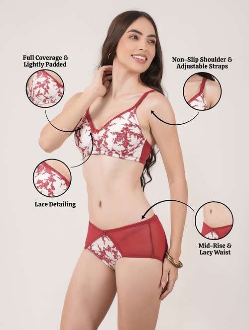 Women Printed Bra And Panty Set