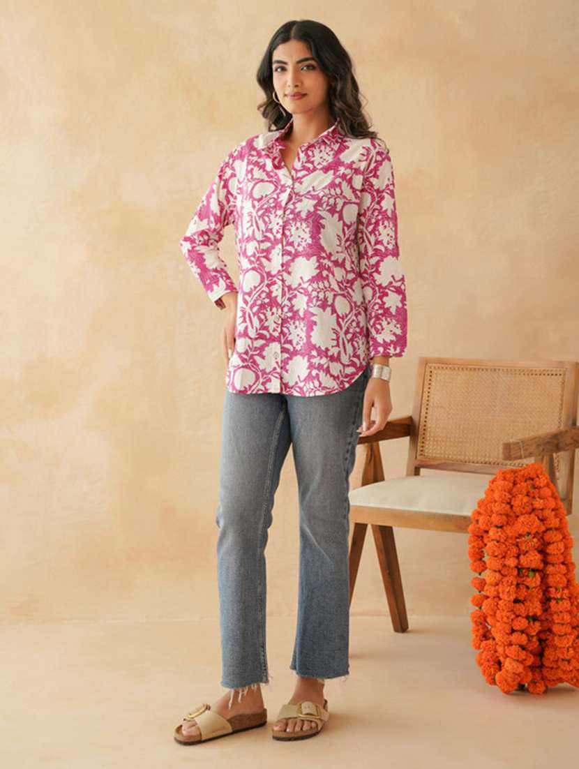 women printed long sleeve collared regular shirt - 22148139 -  Standard Image - 3