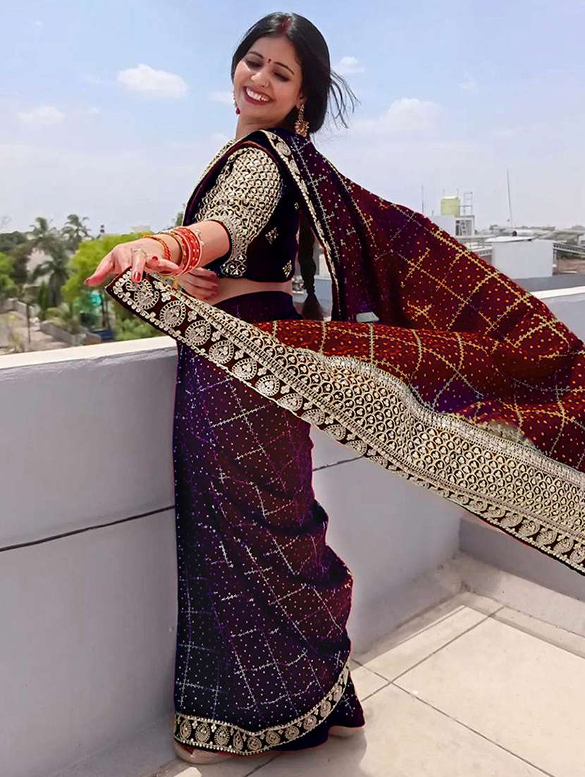 women bandhani printed bordered saree with blouse - 22148143 -  Standard Image - 3