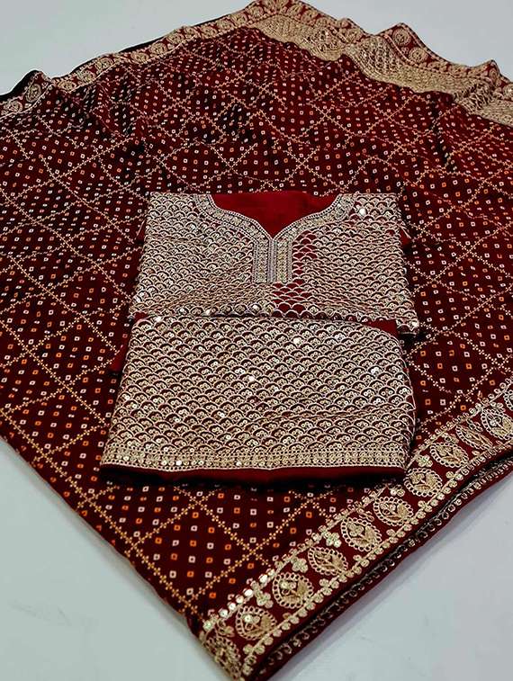 women bandhani printed bordered saree with blouse - 22148143 -  Standard Image - 5