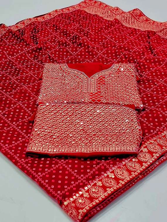 women bandhani printed bordered saree with blouse - 22148144 -  Standard Image - 5