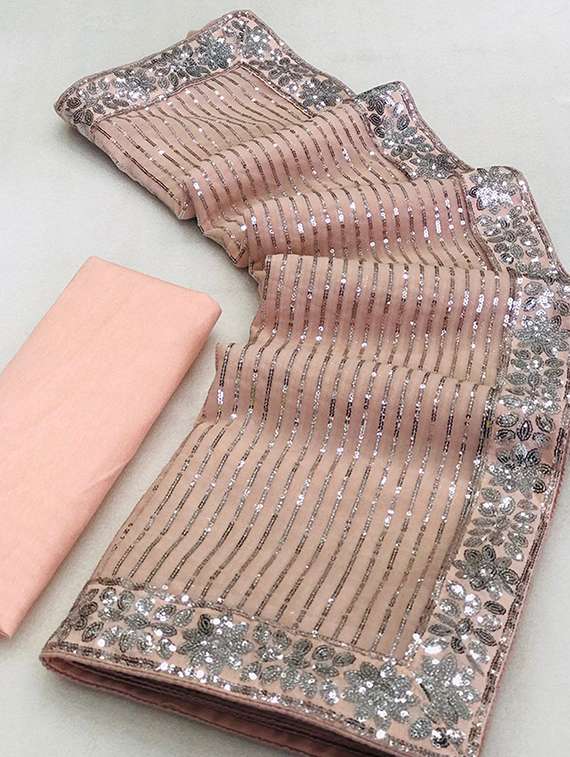 women solid with work embellished saree with blouse - 22148145 -  Standard Image - 5