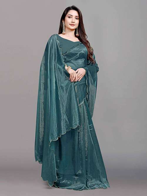 women solid plain saree with blouse - 22148154 -  Standard Image - 0