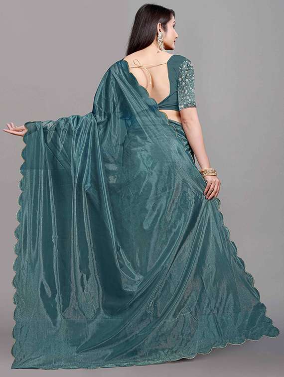 women solid plain saree with blouse - 22148154 -  Standard Image - 3