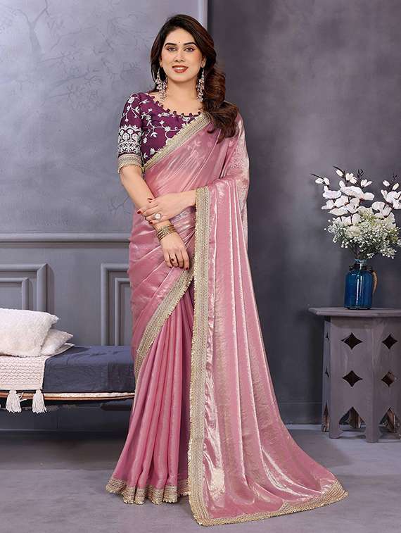 women solid with bordered saree with blouse - 22148166 -  Zoom Image - 0