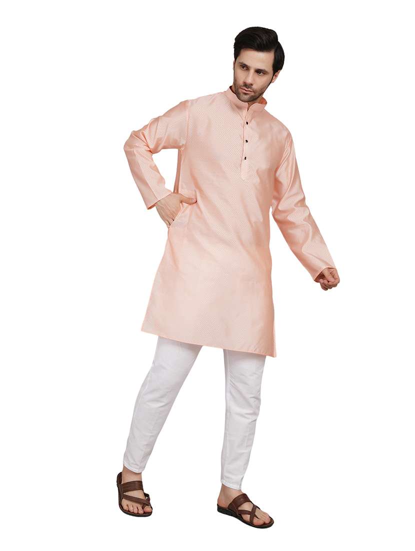 men self design long sleeve kurta with trousers ethnic wear set - 22148182 -  Standard Image - 3