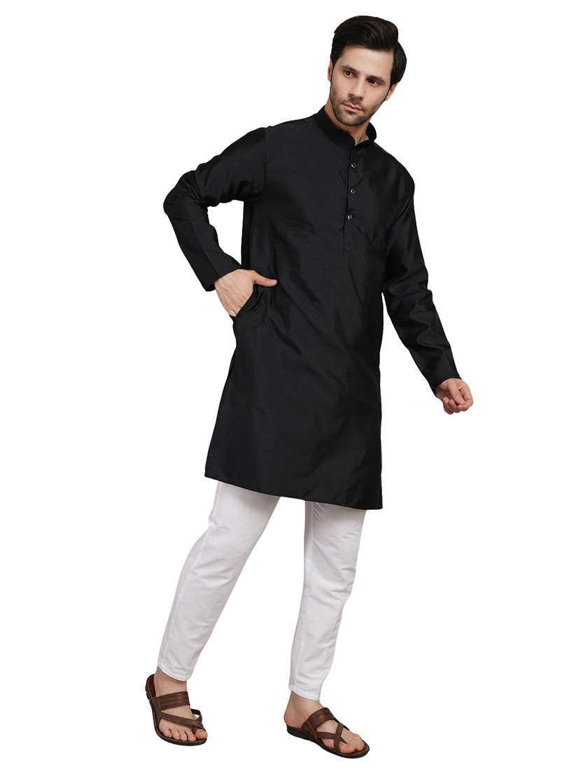men self design long sleeve kurta with trousers ethnic wear set - 22148183 -  Standard Image - 3