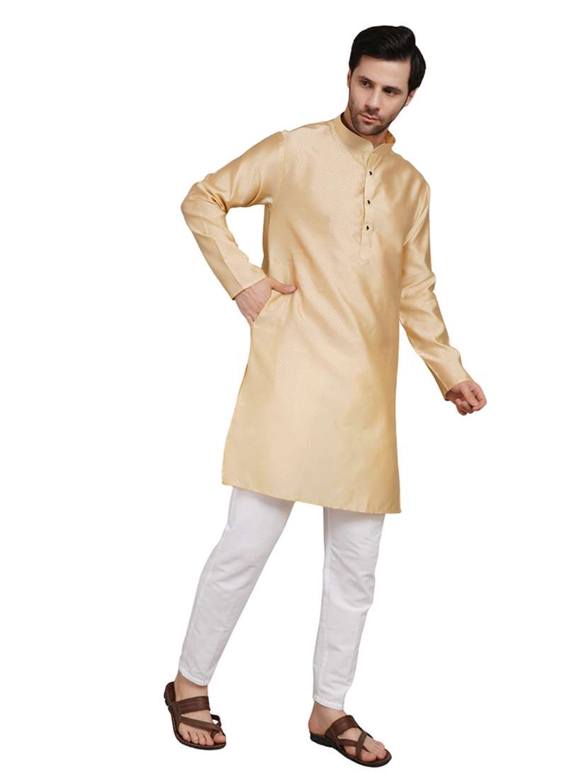 men self design long sleeve kurta with trousers ethnic wear set - 22148186 -  Standard Image - 3