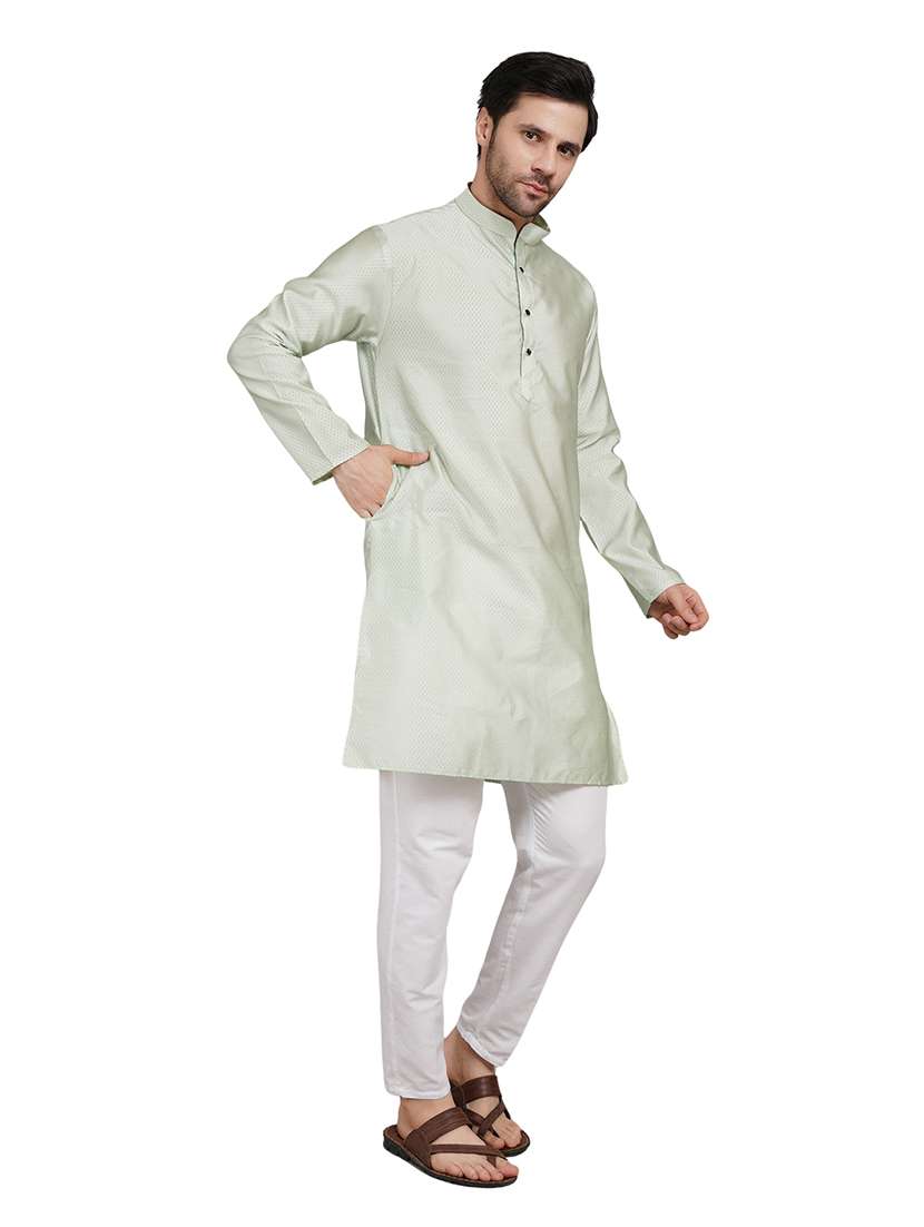 men self design long sleeve kurta with trousers ethnic wear set - 22148193 -  Standard Image - 3