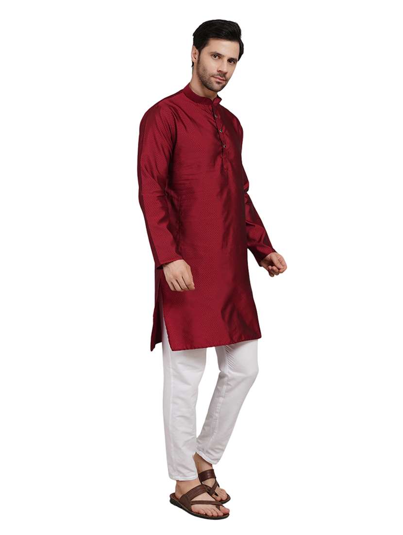 men self design long sleeve kurta with trousers ethnic wear set - 22148198 -  Standard Image - 3