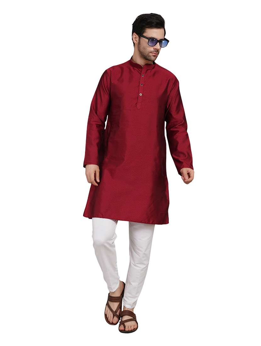 men self design long sleeve kurta with trousers ethnic wear set - 22148198 -  Standard Image - 5