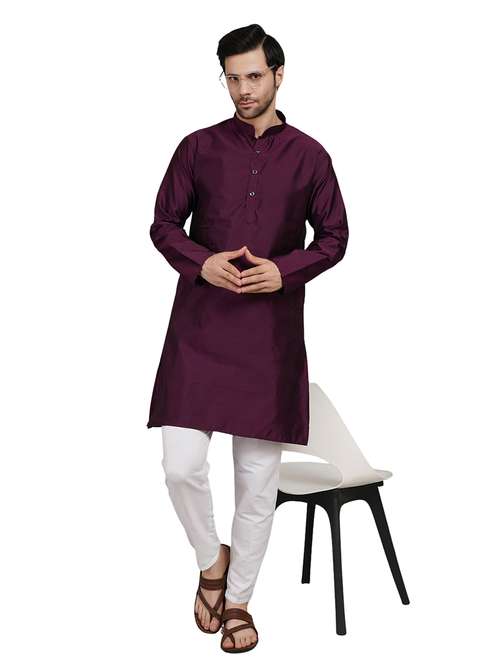men self design long sleeve kurta with trousers ethnic wear set - 22148200 -  Standard Image - 0