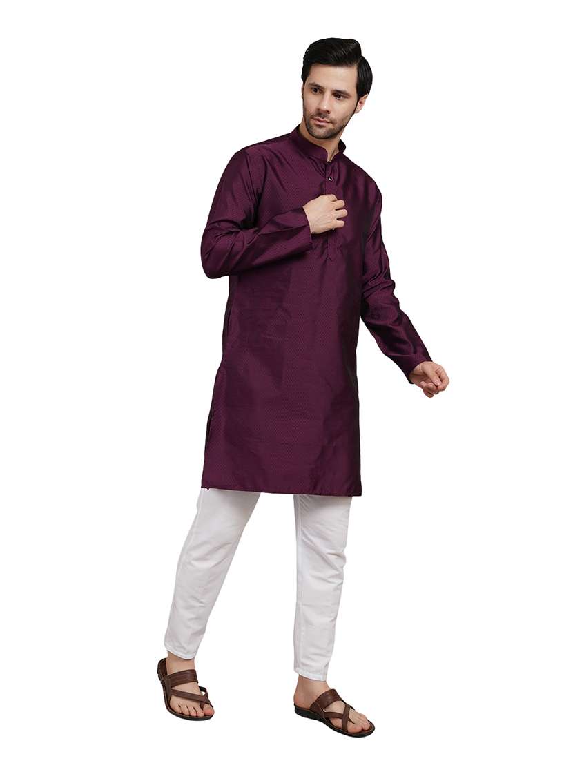 men self design long sleeve kurta with trousers ethnic wear set - 22148200 -  Standard Image - 3