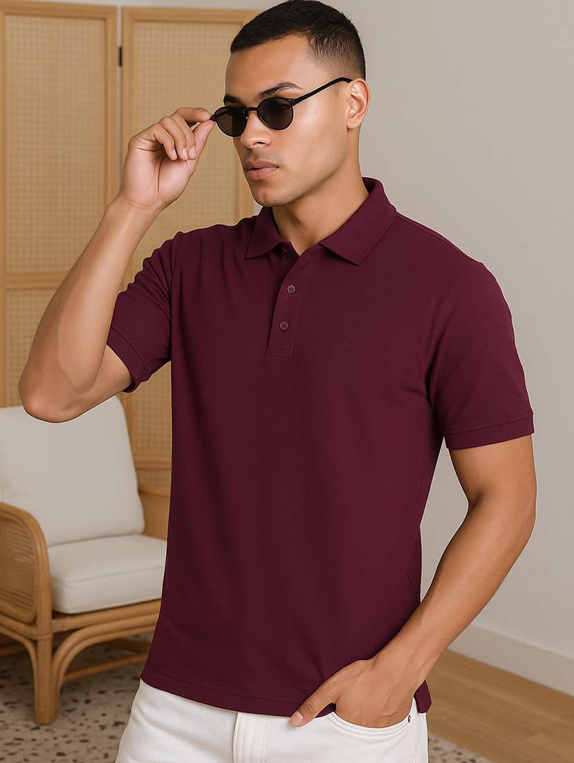 maroon polyester plain tshirt
