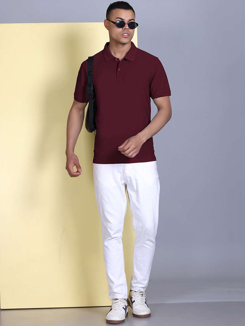 maroon polyester plain tshirt - 22148208 -  Standard Image - 3