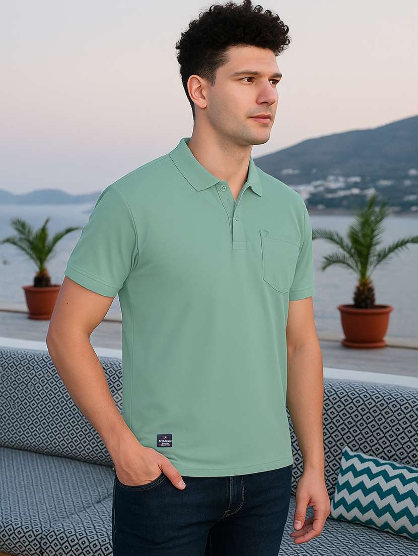 sea green polyester plain tshirt