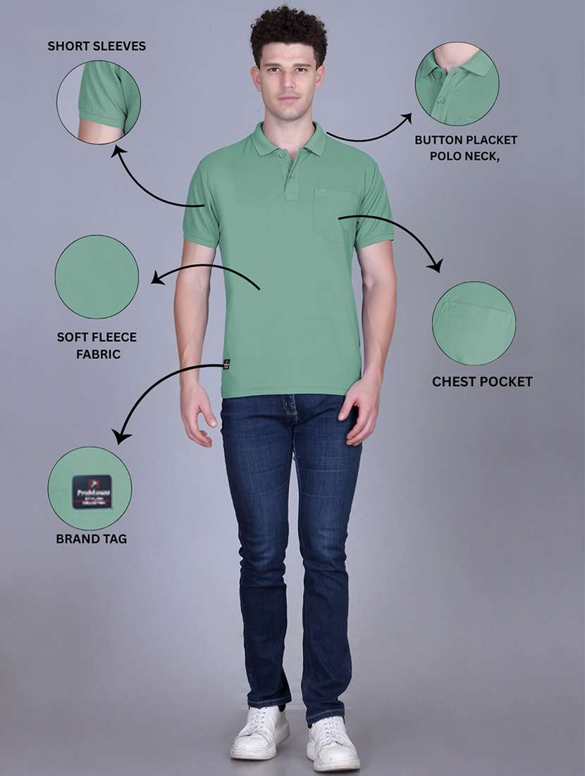 sea green polyester plain tshirt - 22148214 -  Standard Image - 3