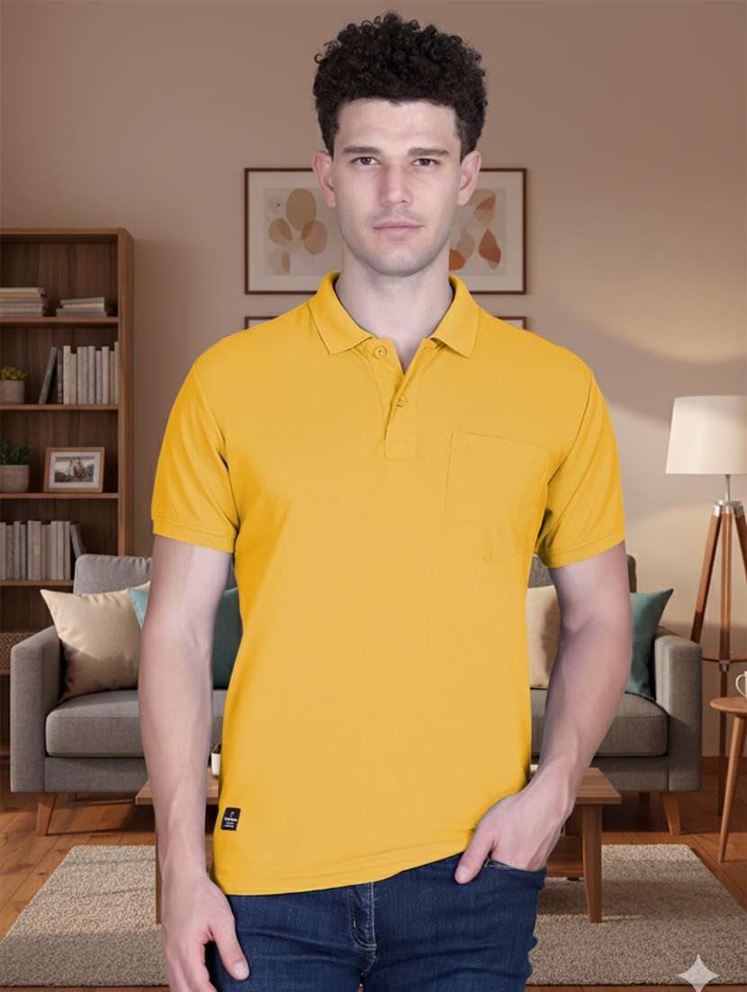 yellow polyester plain tshirt