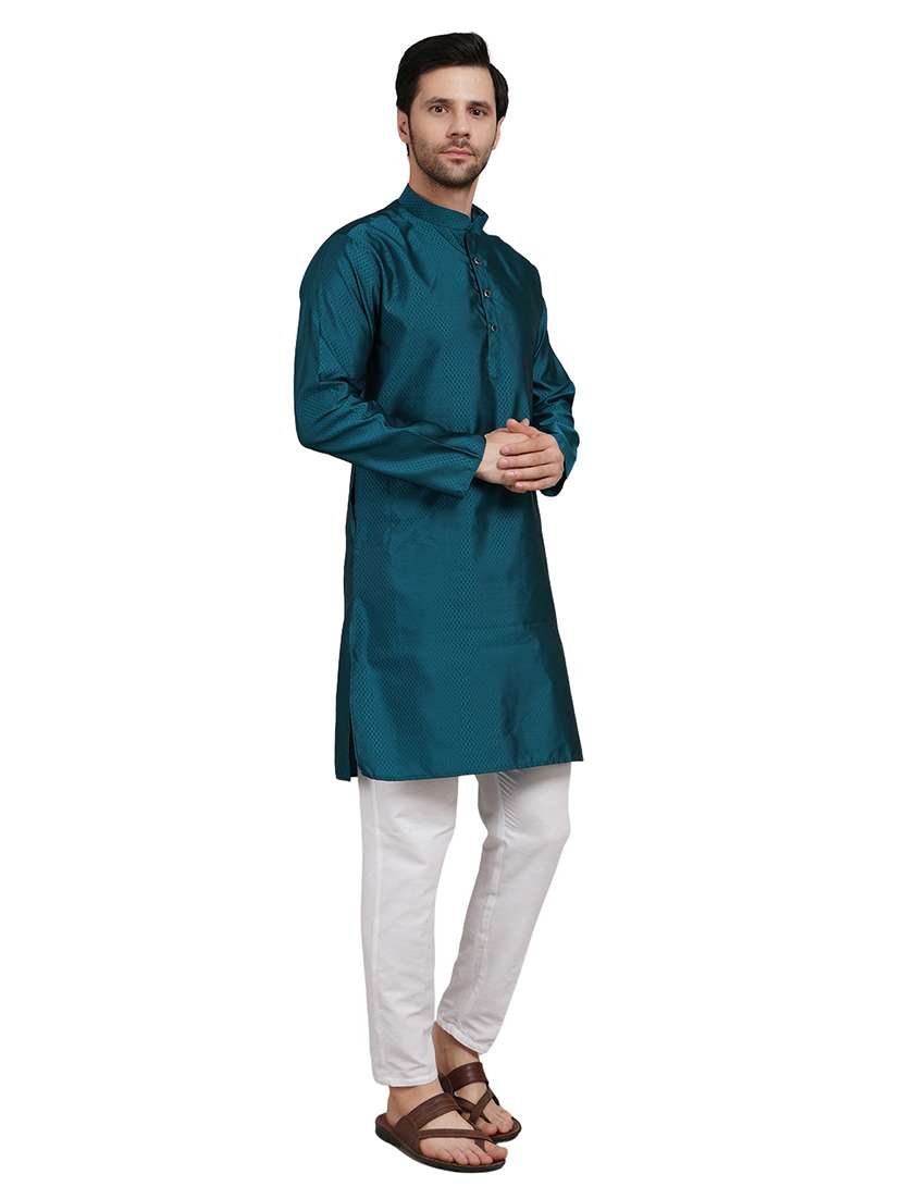 men self design long sleeve kurta with trousers ethnic wear set - 22148226 -  Standard Image - 3