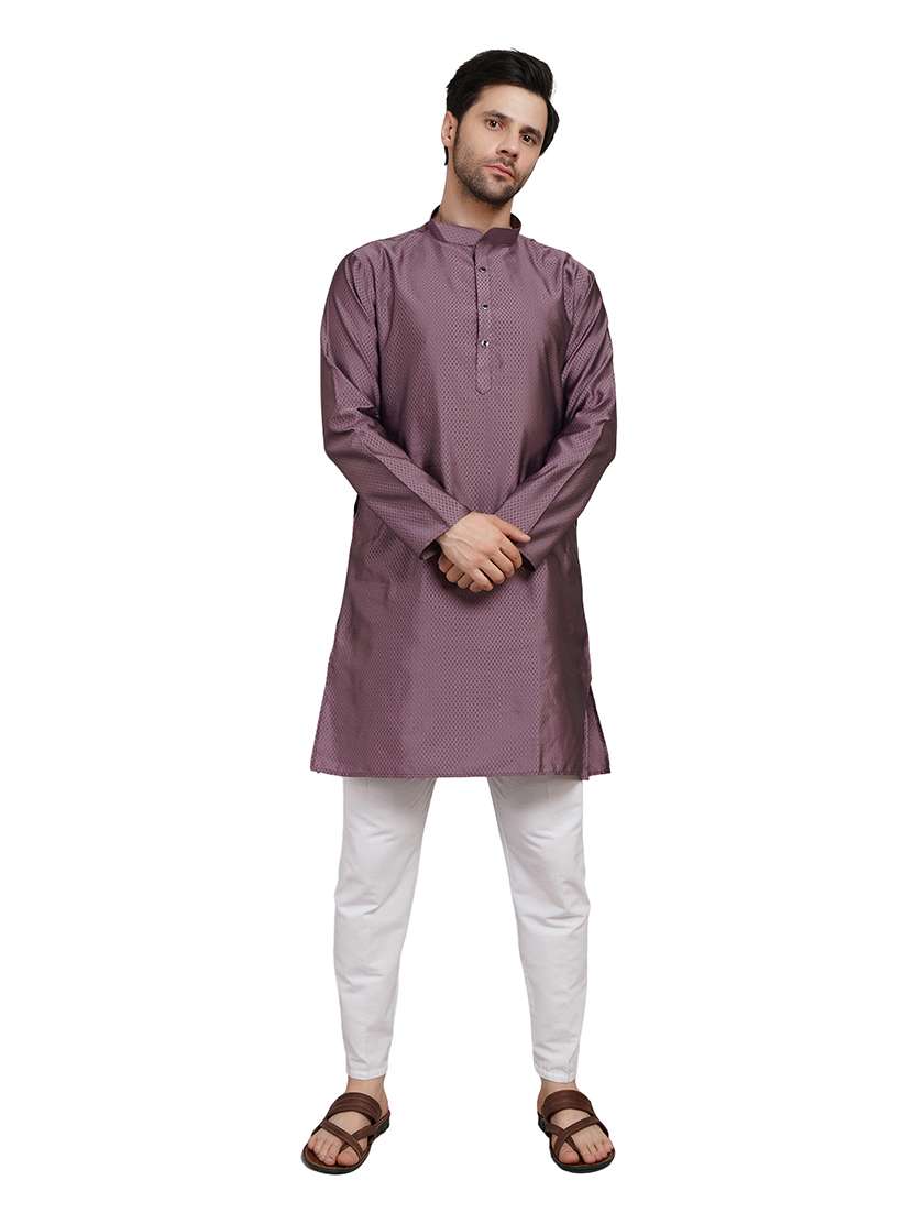 men self design long sleeve kurta with trousers ethnic wear set - 22148227 -  Zoom Image - 0