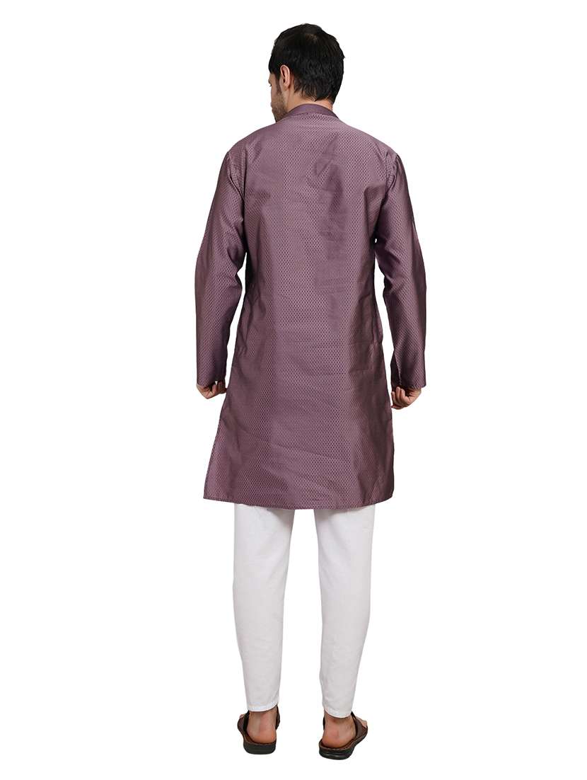 men self design long sleeve kurta with trousers ethnic wear set - 22148227 -  Standard Image - 3