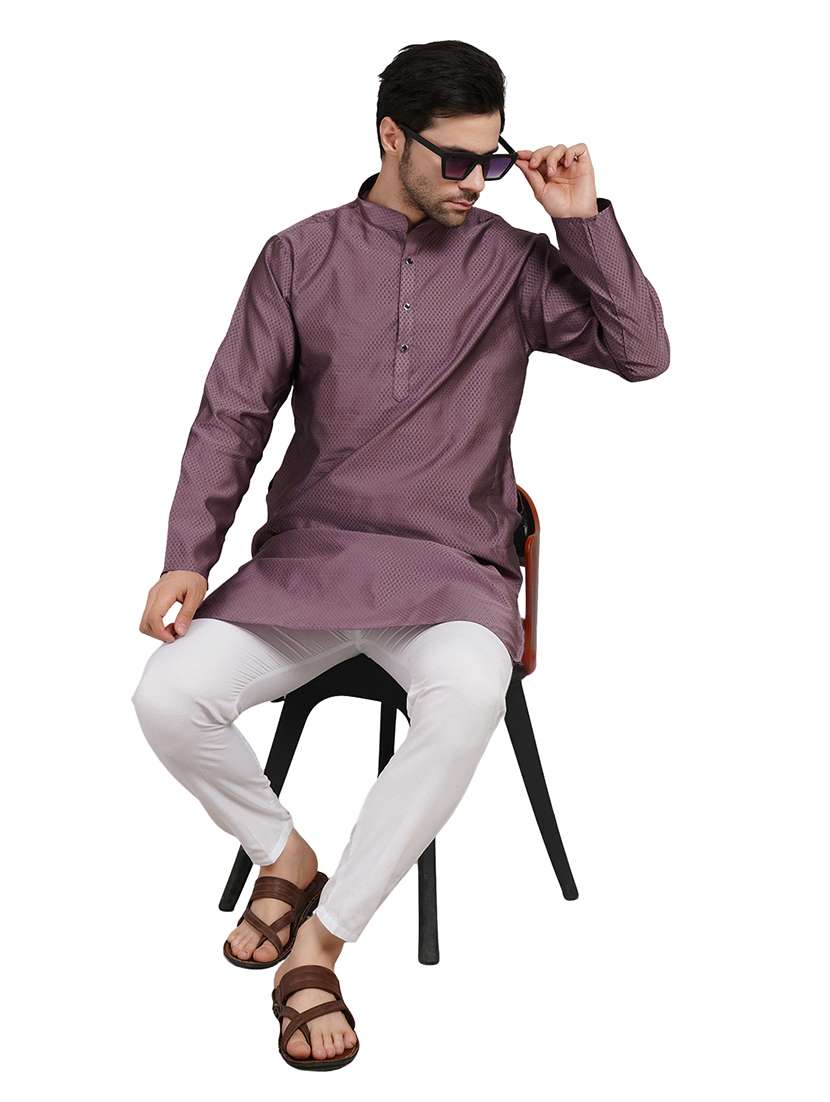 men self design long sleeve kurta with trousers ethnic wear set - 22148227 -  Standard Image - 5