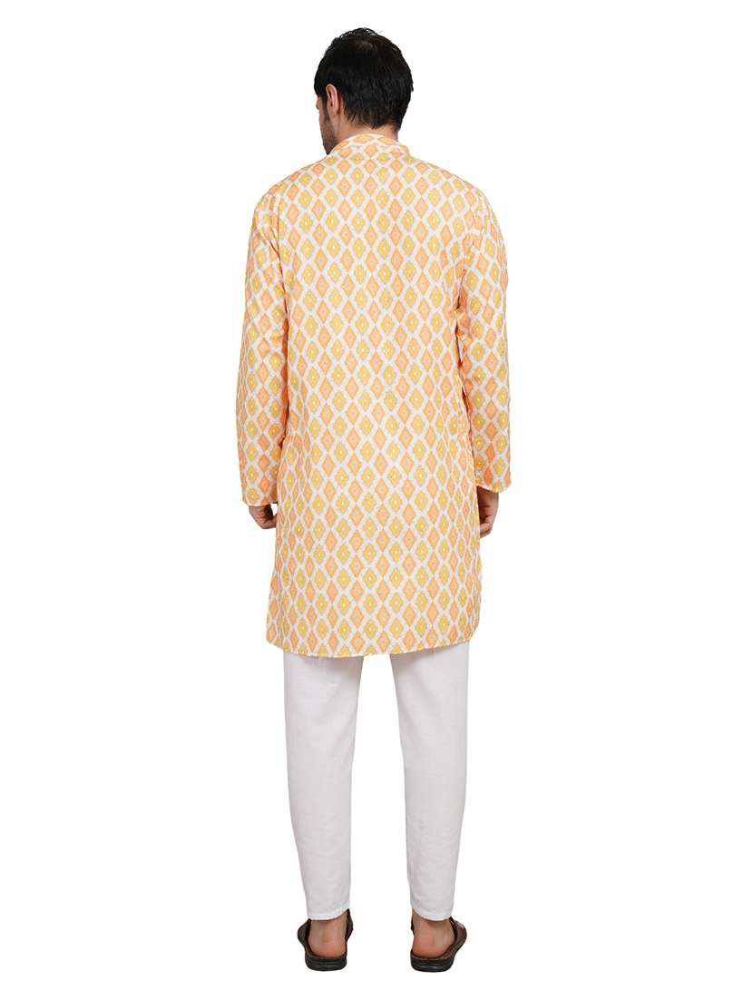 men printed long sleeve kurta with trousers ethnic wear set - 22148229 -  Standard Image - 5