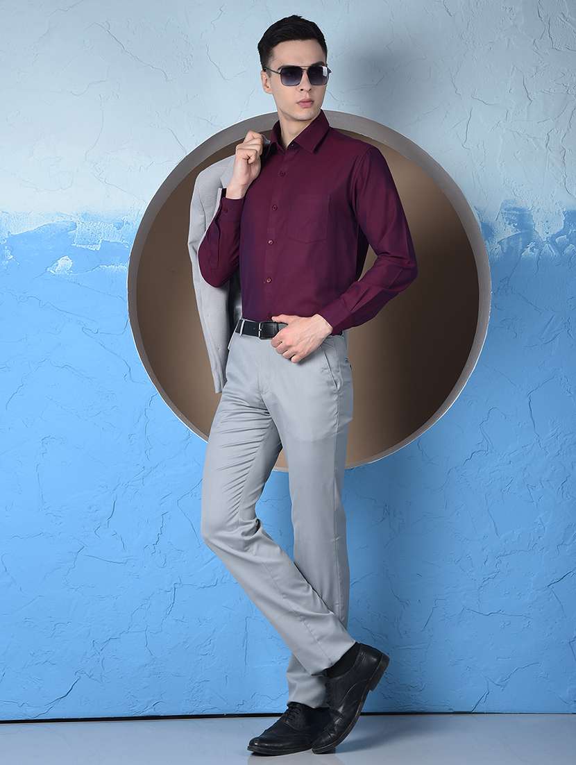 men solid mid rise flat front formal trouser - 22148246 - Standard Image - 5