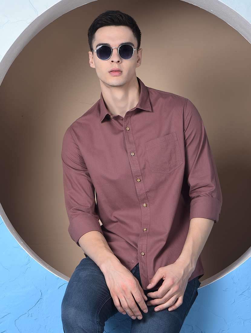 men solid long sleeve regualr fit casual shirt - 22148248 -  Zoom Image - 0