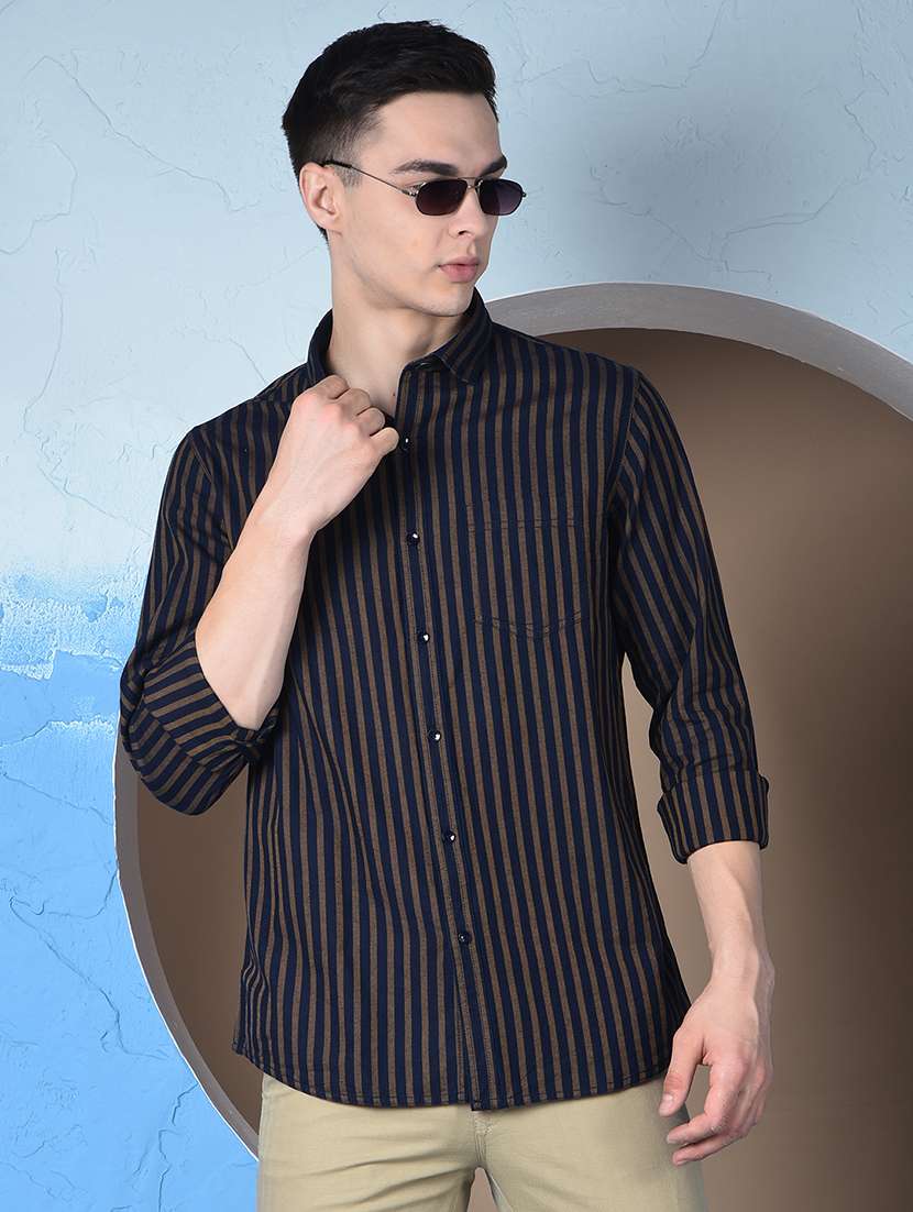 men striped long sleeve regualr fit casual shirt - 22148249 - Zoom Image - 0