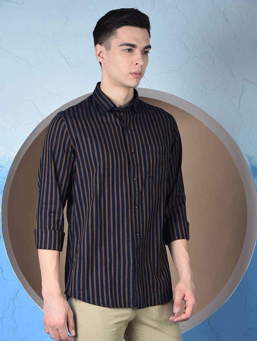 men striped long sleeve regualr fit casual shirt - 22148249 - Standard Image - 3