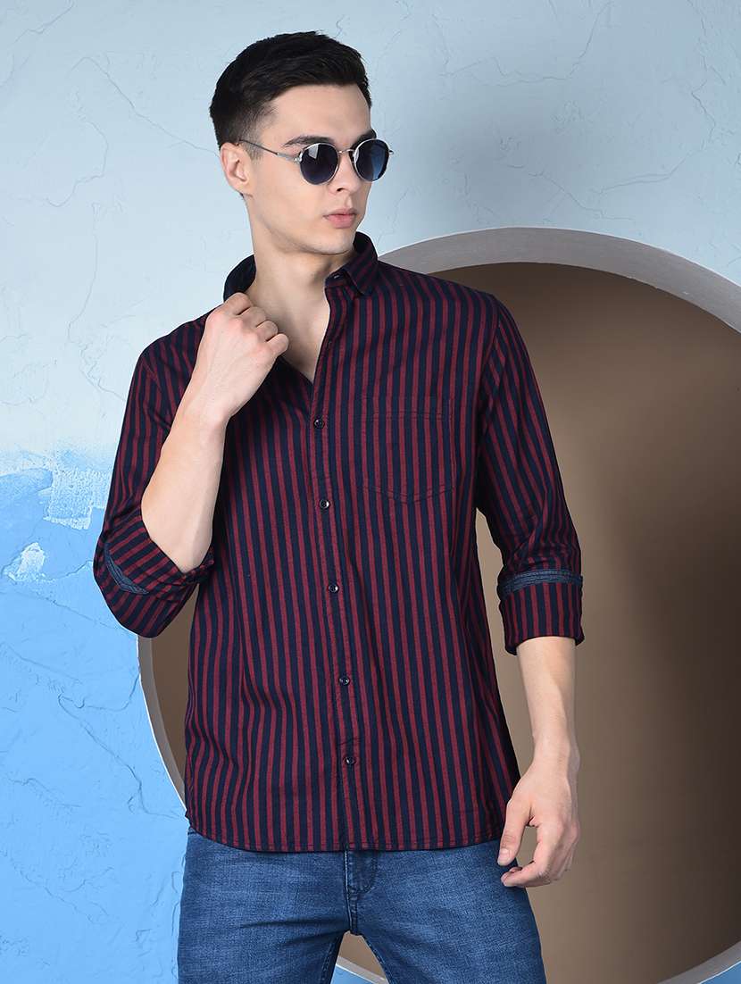 men striped long sleeve regualr fit casual shirt - 22148250 -  Zoom Image - 0