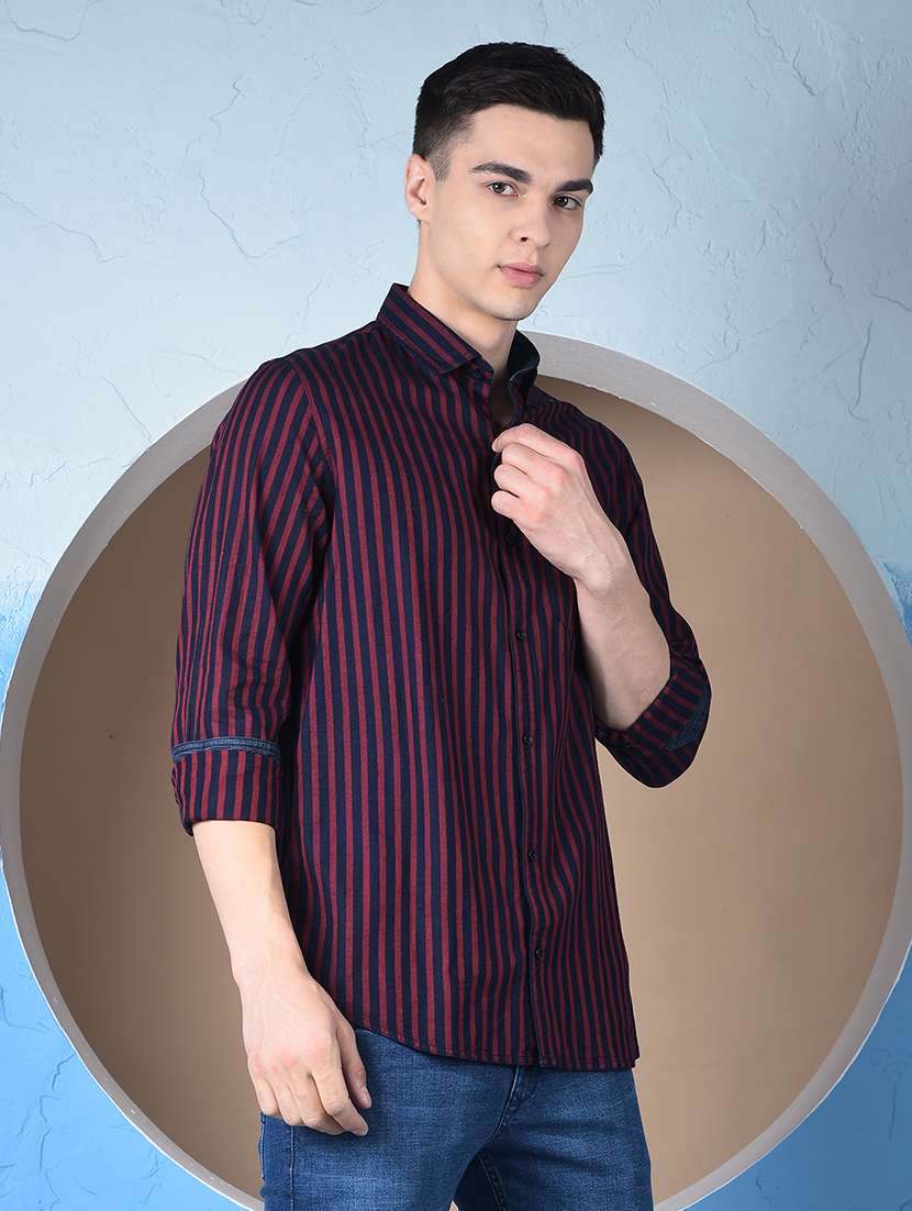 men striped long sleeve regualr fit casual shirt - 22148250 -  Standard Image - 3