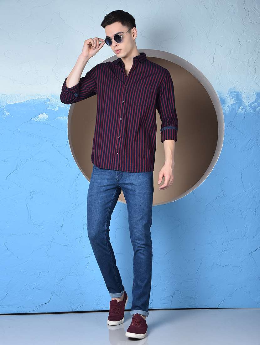 men striped long sleeve regualr fit casual shirt - 22148250 -  Standard Image - 5
