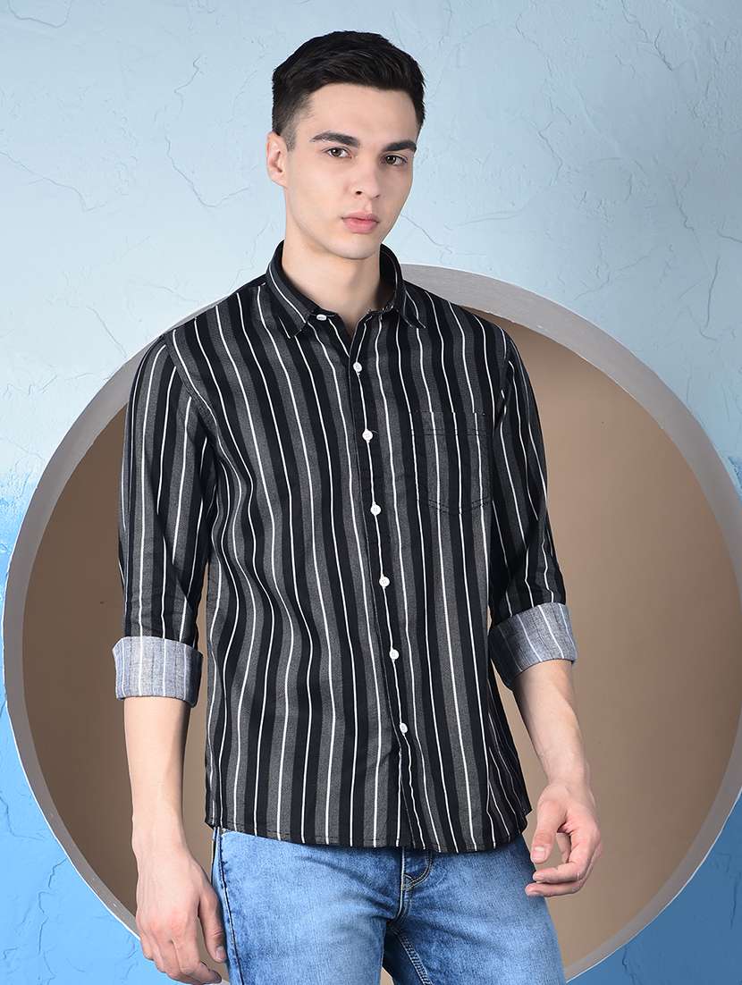 men striped long sleeve regualr fit casual shirt - 22148251 -  Standard Image - 3
