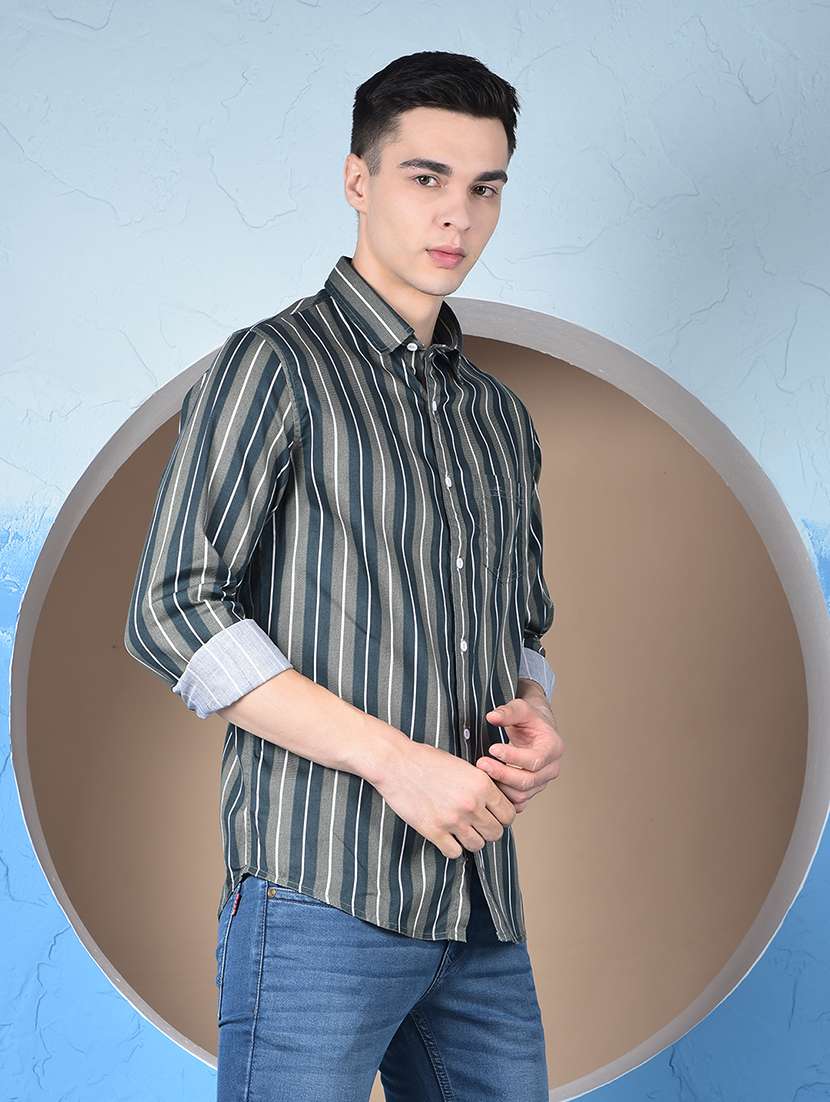 men striped long sleeve regualr fit casual shirt - 22148252 -  Standard Image - 3