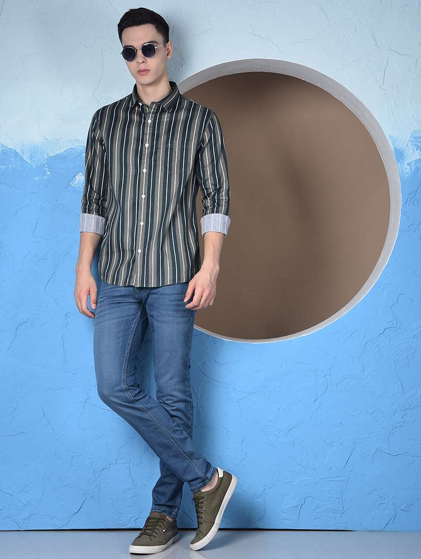 men striped long sleeve regualr fit casual shirt - 22148252 -  Standard Image - 5