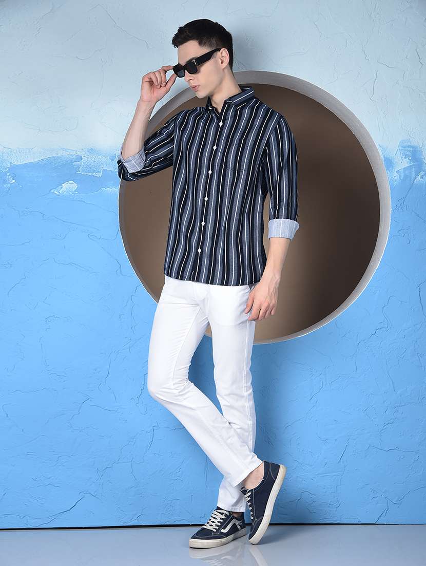 men striped long sleeve regualr fit casual shirt - 22148253 -  Standard Image - 5