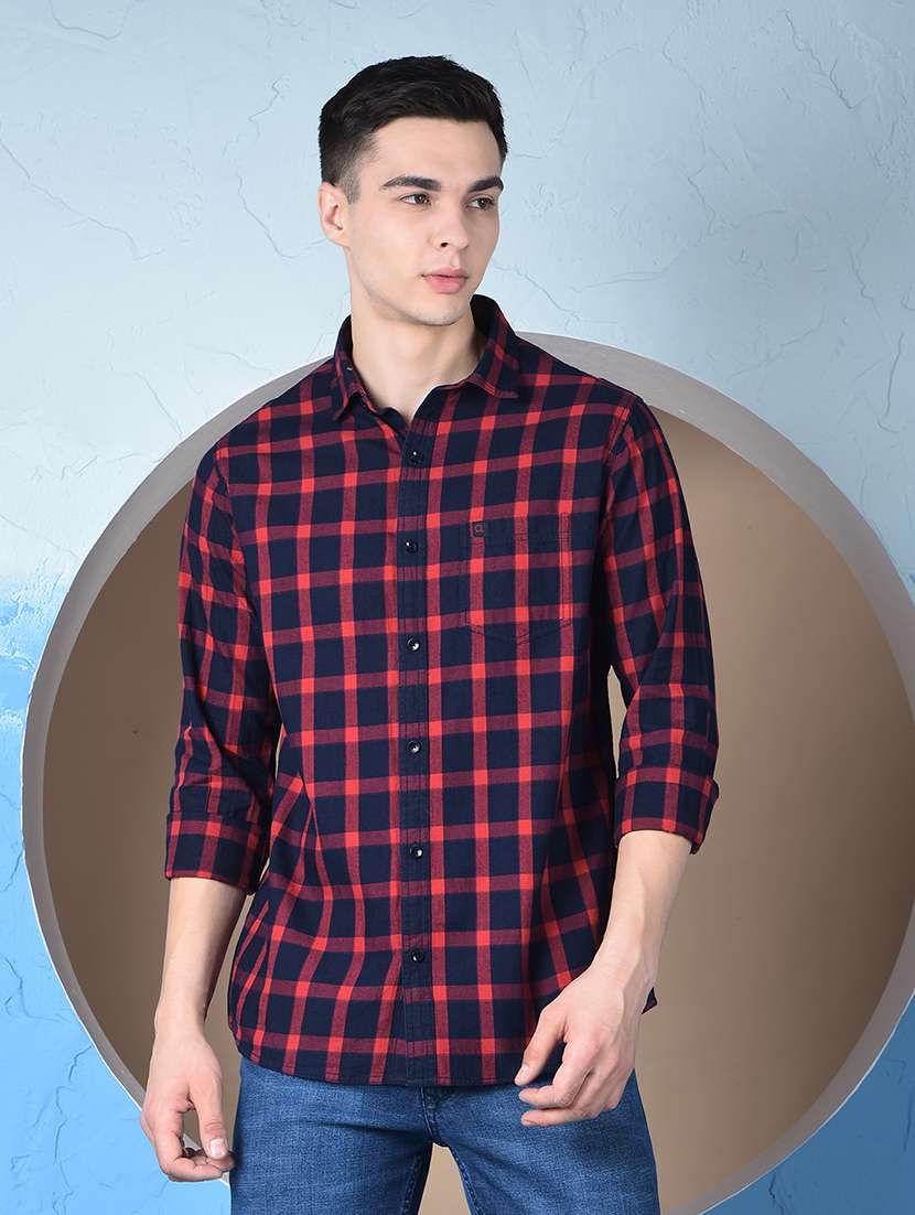 men checkered long sleeve regualr fit casual shirt - 22148255 -  Zoom Image - 0