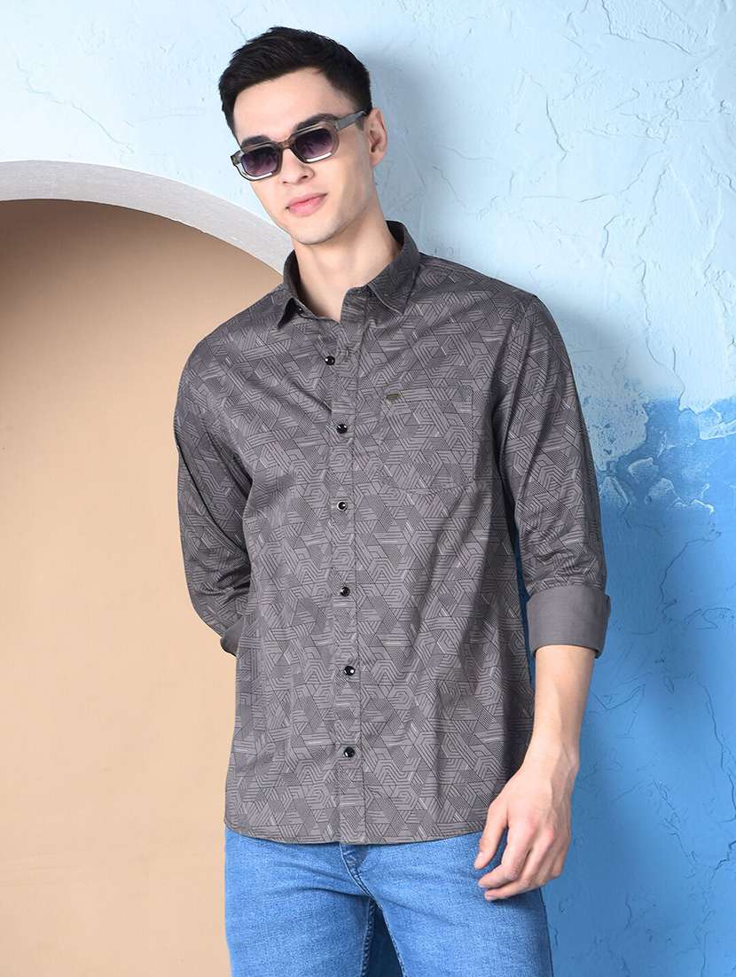 men printed long sleeve regualr fit casual shirt - 22148261 - Zoom Image - 0