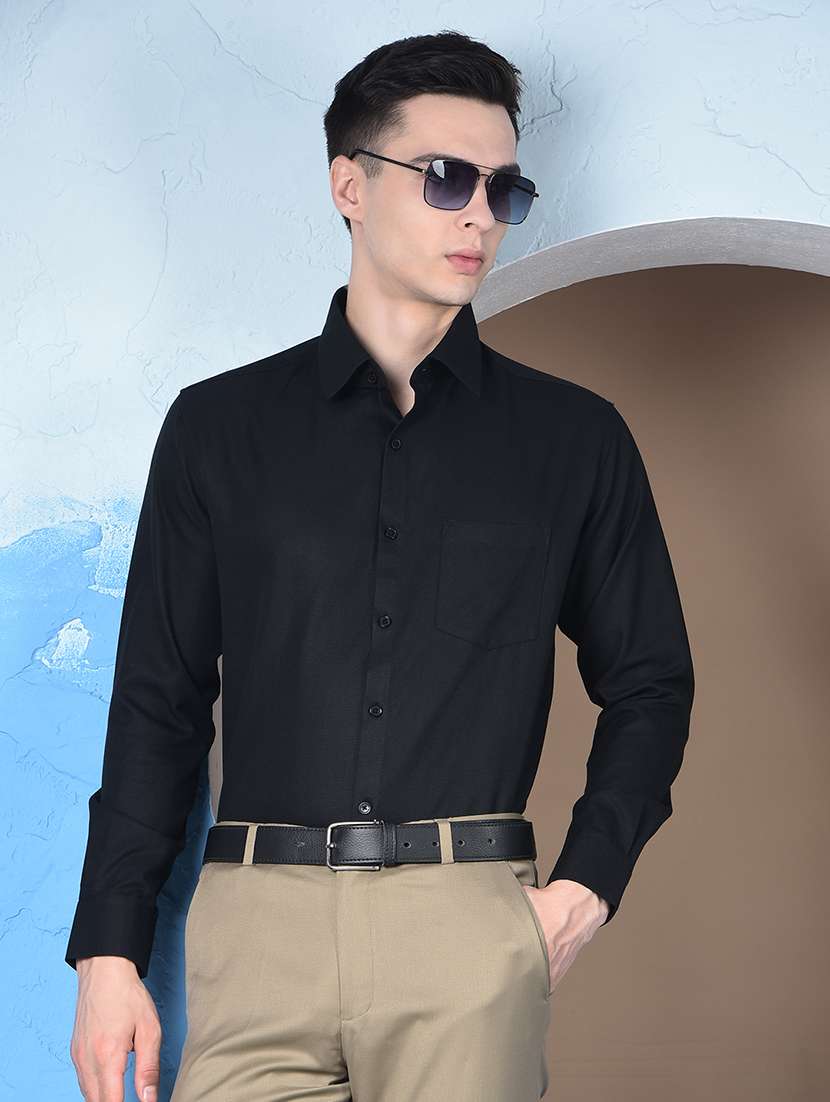 men solid long sleeve slim fit formal shirt