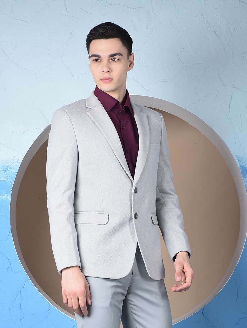 men solid lapel collar single breasted casual blazer - 22148268 -  Standard Image - 3