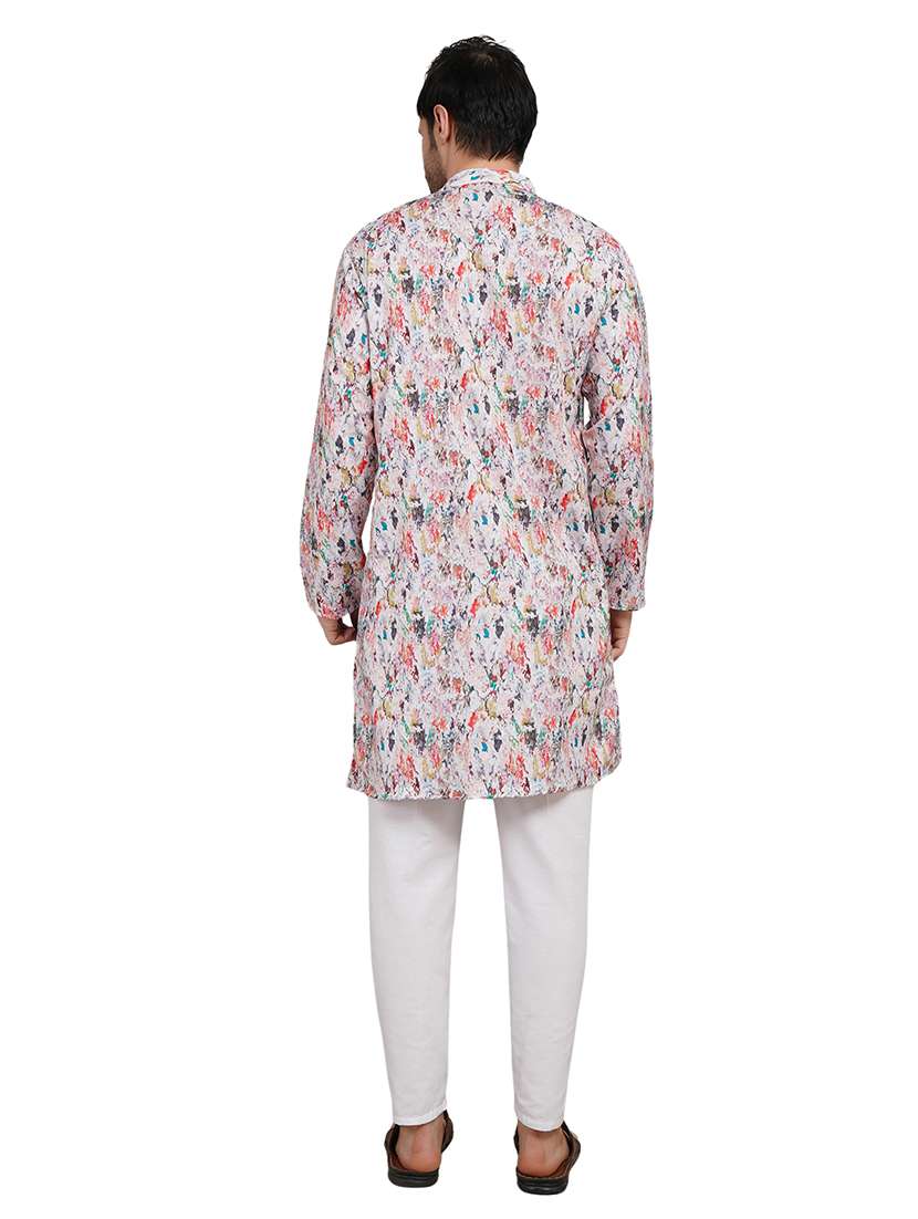 men printed long sleeve kurta with trousers ethnic wear set - 22148273 -  Standard Image - 5