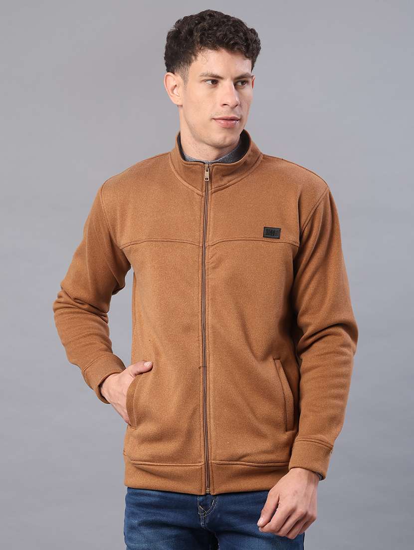 men solid stand collar long sleeve sweatshirt - 22154357 -  Standard Image - 3