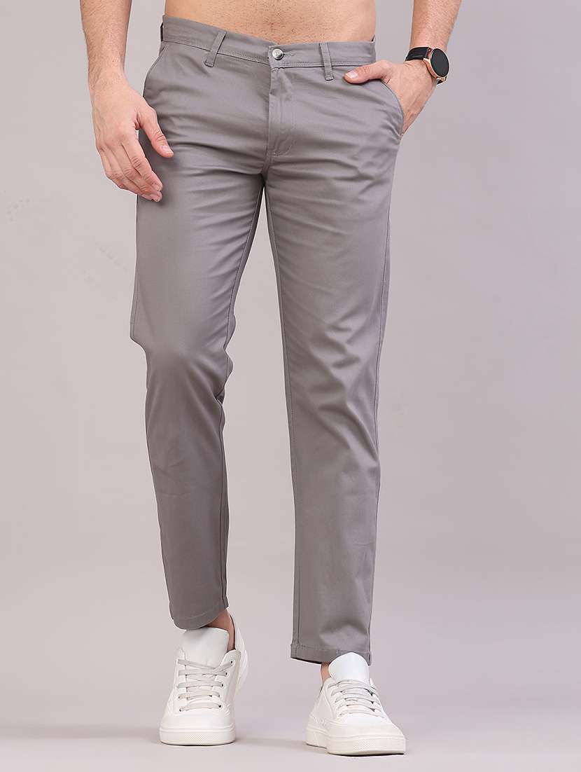 men solid mid rise casual chino
