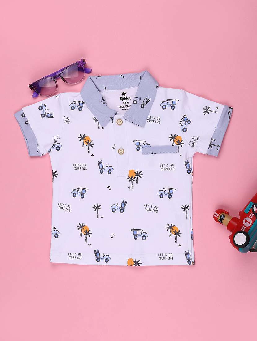boys printed short sleeve polo t-shirt